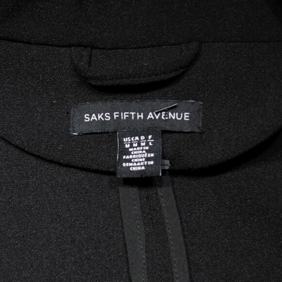 Saks Fifth Avenue Open Crepe Jacket Womens Medium M Black Casual Office Z?15X - Picture 4 of 5